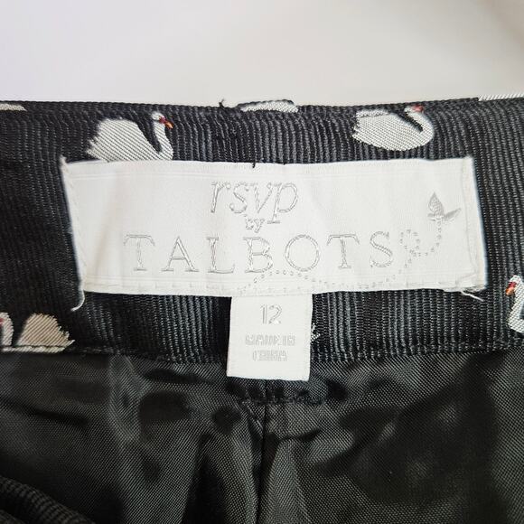 RSVP By Talbots Novelty Swan Pants Black Dress Pants High-Rise Straight Size 12 - Picture 5 of 12